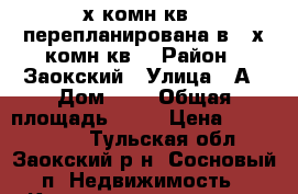 2-х комн.кв., перепланирована в 3-х комн.кв. › Район ­ Заокский › Улица ­ А › Дом ­ 8 › Общая площадь ­ 54 › Цена ­ 1 900 000 - Тульская обл., Заокский р-н, Сосновый п. Недвижимость » Квартиры продажа   
